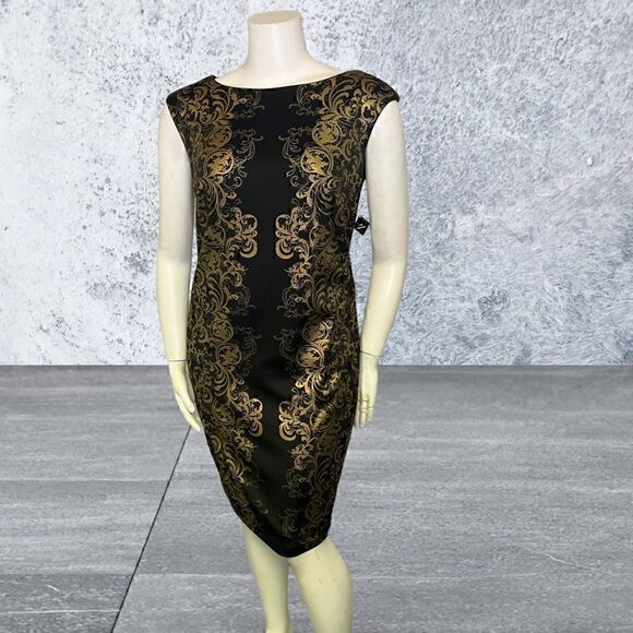 Sandra Darren Black and Gold Dress - Picture 1 of 6